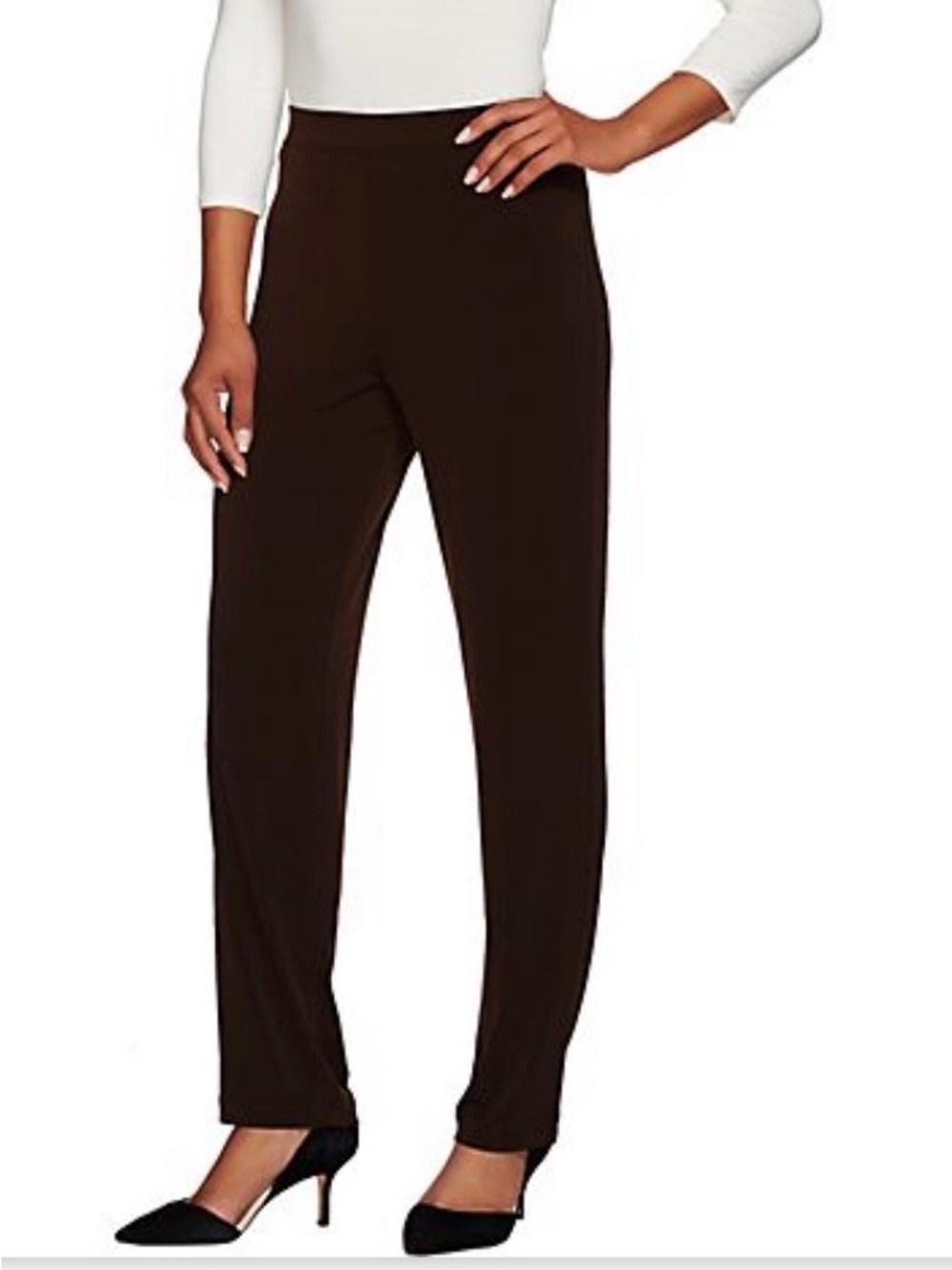 Size Small Susan Graver Brown Liquid Knit Straight Leg Pants